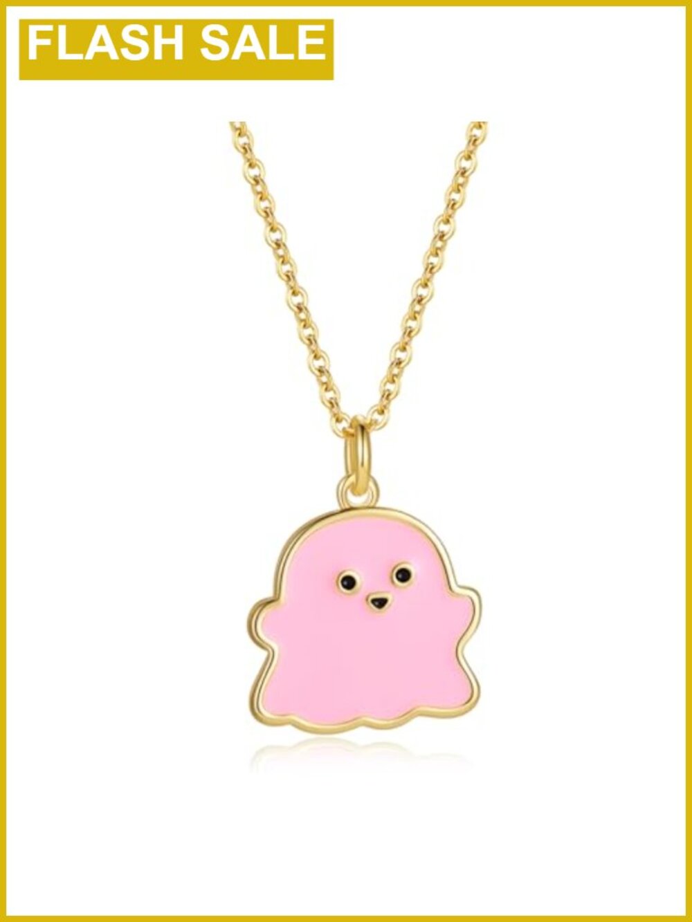 14K Gold Plated Ghost Pendant Necklace Halloween Costume Jewelry